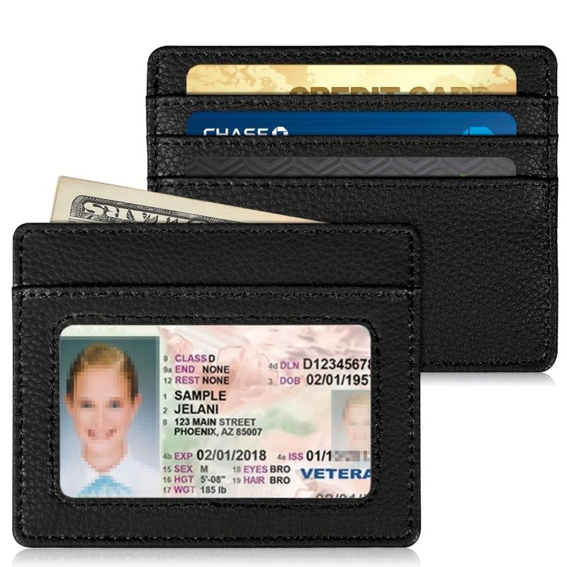 Front Pocket Wallet RFID Blocking Credit Card Holder With ID Window