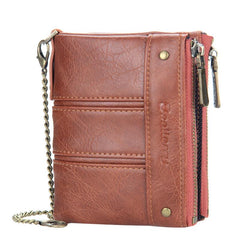 Men's Double Zipper Buckle Wallet Retro Coin Purse Card Holder