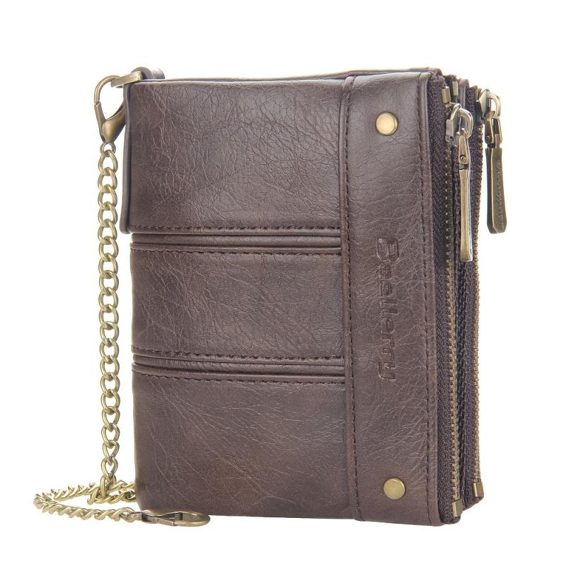 Men's Double Zipper Buckle Wallet Retro Coin Purse Card Holder