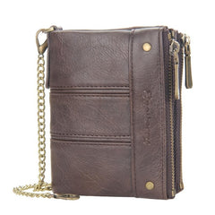 Men's Double Zipper Buckle Wallet Retro Coin Purse Card Holder