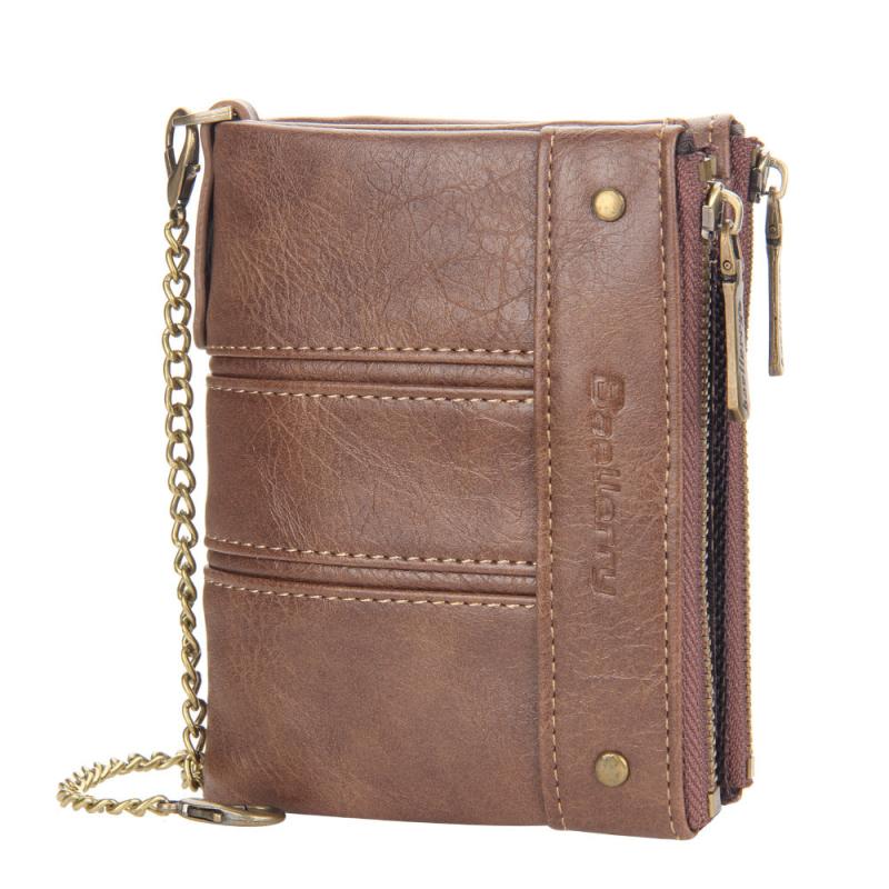 Men's Double Zipper Buckle Wallet Retro Coin Purse Card Holder