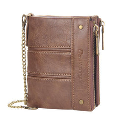 Men's Double Zipper Buckle Wallet Retro Coin Purse Card Holder