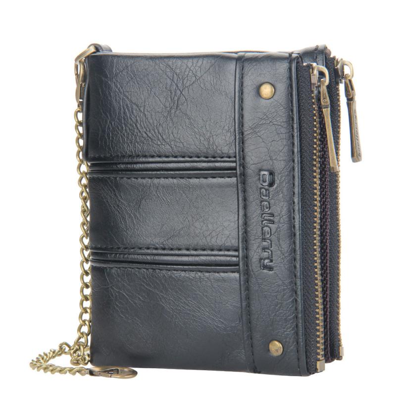 Men's Double Zipper Buckle Wallet Retro Coin Purse Card Holder