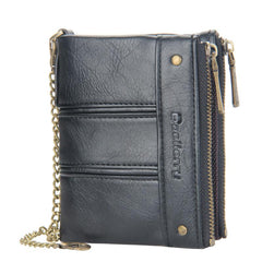 Men's Double Zipper Buckle Wallet Retro Coin Purse Card Holder