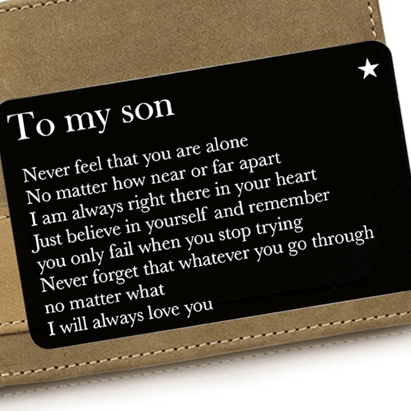 Metal Lettering Discourse Wallet Insert Card Gift for Son