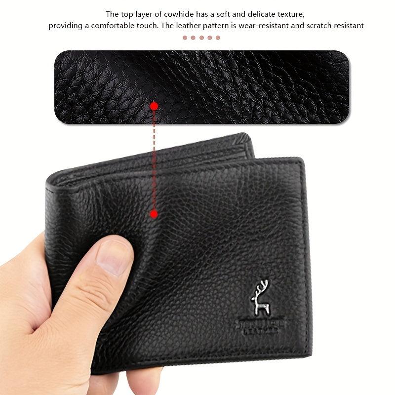 Men's Soft Leather Wallet with Zippered Coin Bifold Card Holder