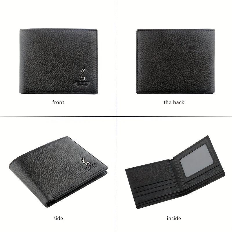 Men's Soft Leather Wallet with Zippered Coin Bifold Card Holder