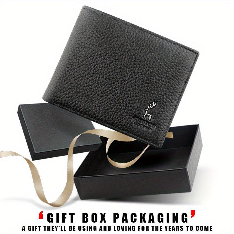 Men's Soft Leather Wallet with Zippered Coin Bifold Card Holder