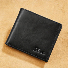 Retro Men's Leather Wallet RFID Blocking 10 Card Slots 2 Windows 2 Cash Slots