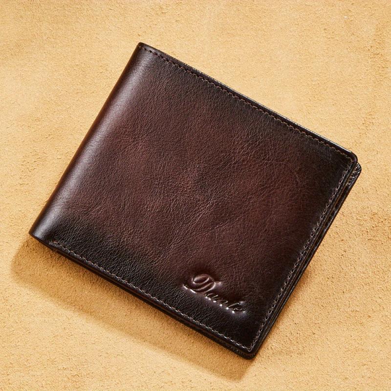Retro Men's Leather Wallet RFID Blocking 10 Card Slots 2 Windows 2 Cash Slots