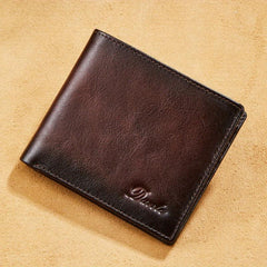 Retro Men's Leather Wallet RFID Blocking 10 Card Slots 2 Windows 2 Cash Slots