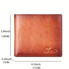 Retro Men's Leather Wallet RFID Blocking 10 Card Slots 2 Windows 2 Cash Slots