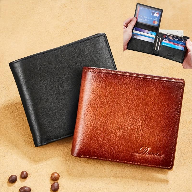 Retro Men's Leather Wallet RFID Blocking 10 Card Slots 2 Windows 2 Cash Slots
