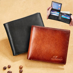 Retro Men's Leather Wallet RFID Blocking 10 Card Slots 2 Windows 2 Cash Slots