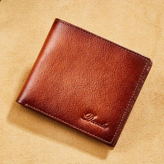 Retro Men's Leather Wallet RFID Blocking 10 Card Slots 2 Windows 2 Cash Slots