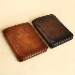 Leather Rfid Wallets For Men Vintage Thin ID Holder Money Bag