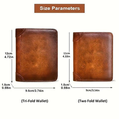 Leather Rfid Wallets For Men Vintage Thin ID Holder Money Bag