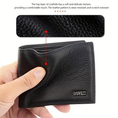 Men's Leather Short Wallet Soft Leather Wallet Top Layer Cowhide Business Wallet