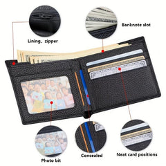 Men's Leather Short Wallet Soft Leather Wallet Top Layer Cowhide Business Wallet
