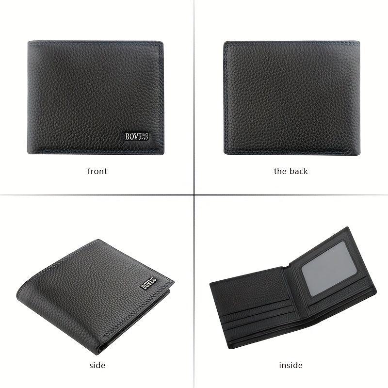Men's Leather Short Wallet Soft Leather Wallet Top Layer Cowhide Business Wallet