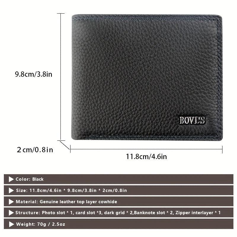 Men's Leather Short Wallet Soft Leather Wallet Top Layer Cowhide Business Wallet