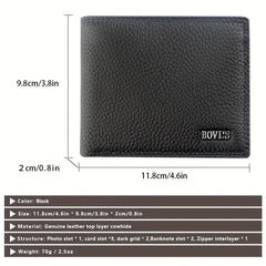 Men's Leather Short Wallet Soft Leather Wallet Top Layer Cowhide Business Wallet
