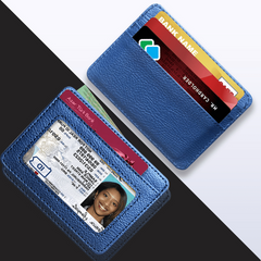 Leather Card Holder Slim Front Pocket Wallet ID Credit Card Holder