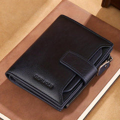 Men's Vintage Leather Card Holder Wallet with Zipper Coin Purse