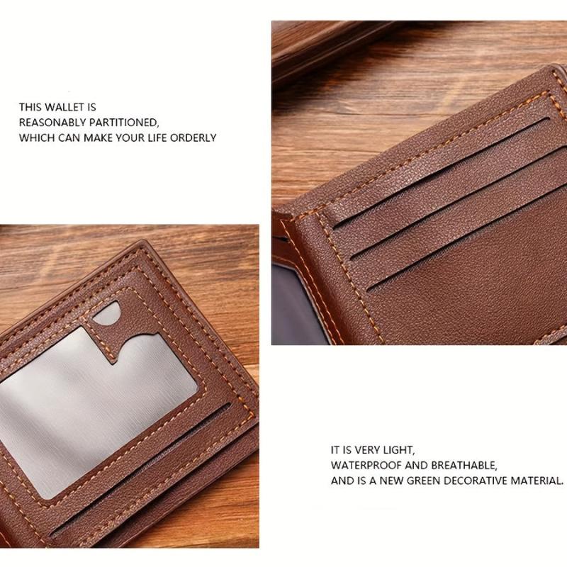 Men's Soft PU Leather Short Wallet with Card Slots