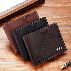 Men's Soft PU Leather Short Wallet with Card Slots