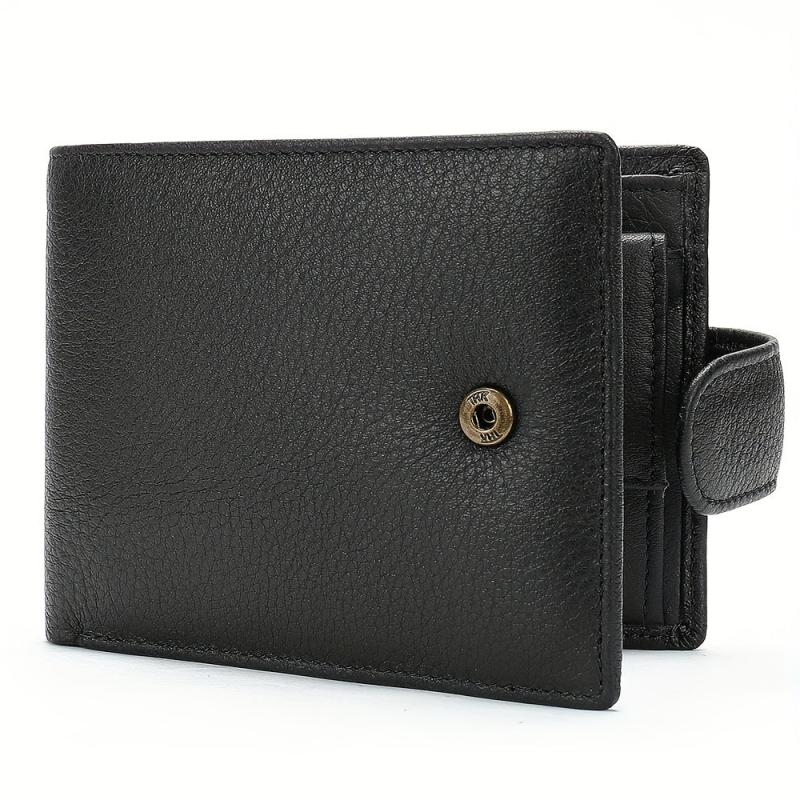 Men's Leather Wallet Money Clip Anti Theft Hasp Soft Leather Wallet Coin Purse