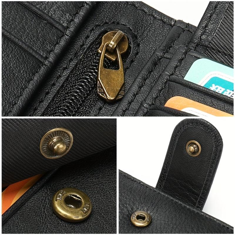 Men's Leather Wallet Money Clip Anti Theft Hasp Soft Leather Wallet Coin Purse