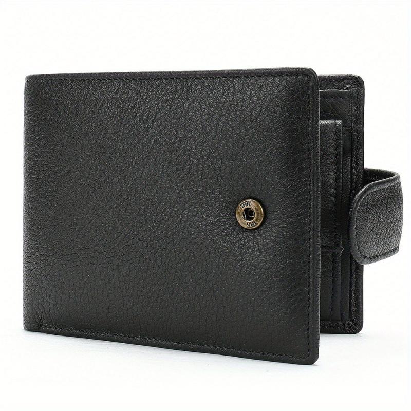 Men's Leather Wallet Money Clip Anti Theft Hasp Soft Leather Wallet Coin Purse