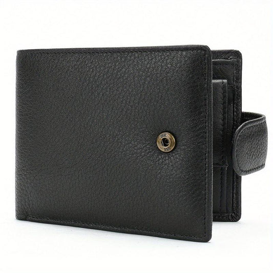 Men's Leather Wallet Money Clip Anti Theft Hasp Soft Leather Wallet Coin Purse