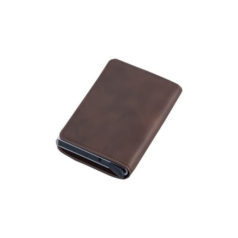 RFID Blocking Aluminum Pop Up Wallet with Leather Pocket