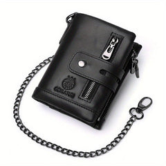 Men's Leather Short Wallet Vertical Cowhide RFID Blocking