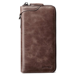 Vintage Leather Handbag Men Business Casual Single Zipper Envelope Bag