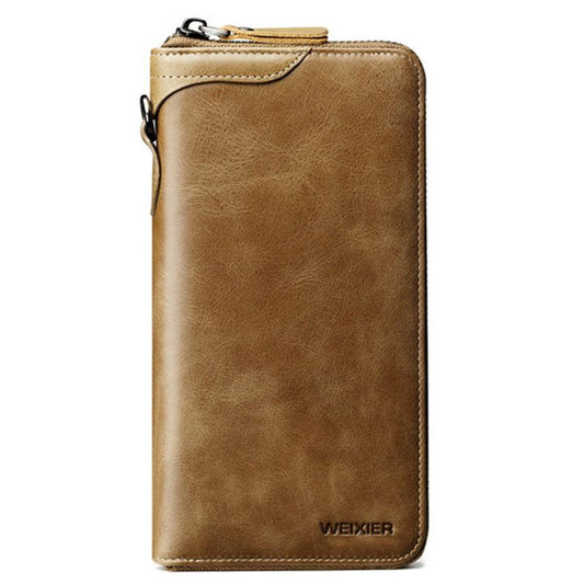 Vintage Leather Handbag Men Business Casual Single Zipper Envelope Bag