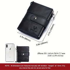 HUMERPAUL Men Wallets Cowhide Coin Purse RFID Card Holder Chain