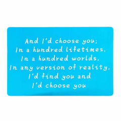 Romantic Lettering Aluminum Alloy Card - Choose Your Color