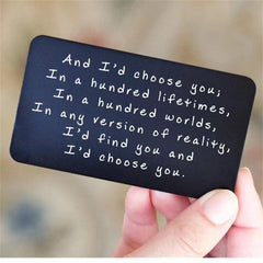 Romantic Lettering Aluminum Alloy Card - Choose Your Color