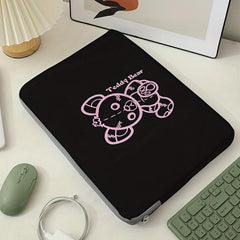 Pink Bear Laptop Bag Soft Cover Zipper Closure