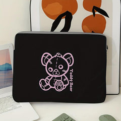 Pink Bear Laptop Bag Soft Cover Zipper Closure
