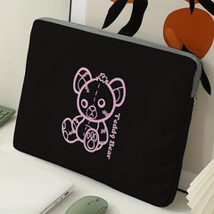 Pink Bear Laptop Bag Soft Cover Zipper Closure