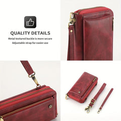 PU Leather Zipper Handbag Large Capacity Business Clutch Bag