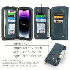 PU Leather Zipper Handbag Large Capacity Business Clutch Bag