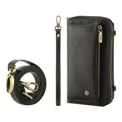 PU Leather Zipper Handbag Large Capacity Business Clutch Bag