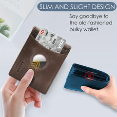 Men's Leather Credit Card Holder Bifold Wallet With Money Clip