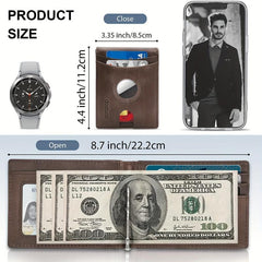 Men's Leather Credit Card Holder Bifold Wallet With Money Clip