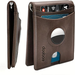 Men's Leather Credit Card Holder Bifold Wallet With Money Clip